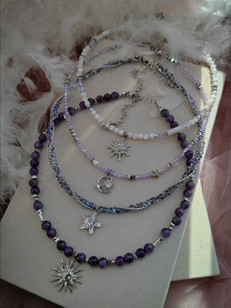 Celestial Amethyst Beaded Necklace Set