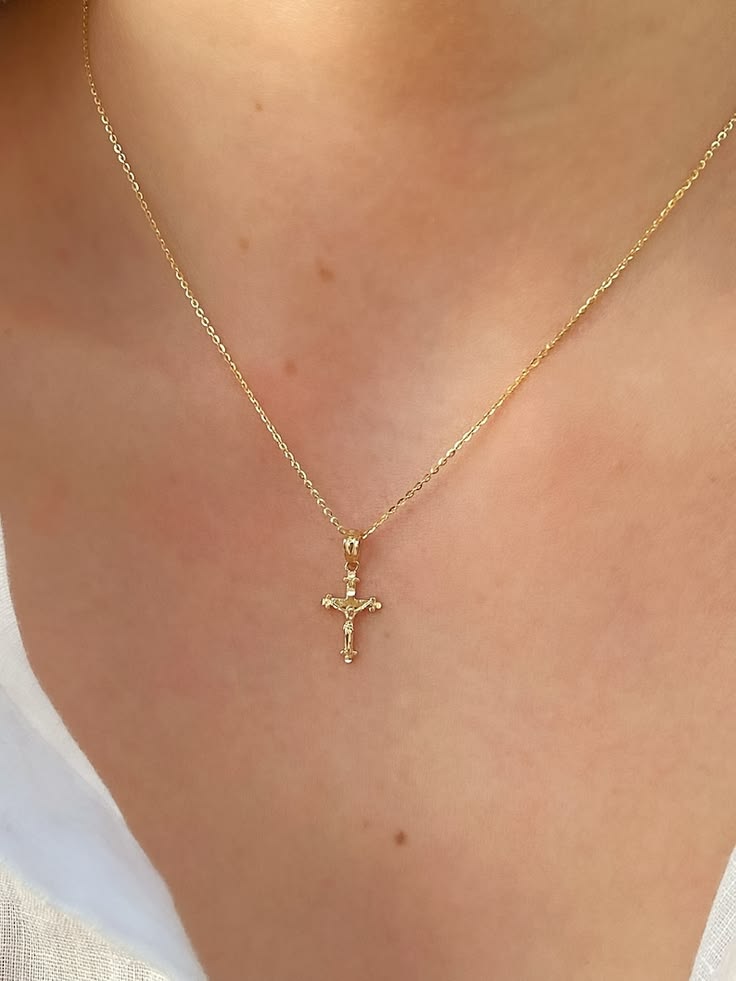 Gold Crucifix Pendant Necklace