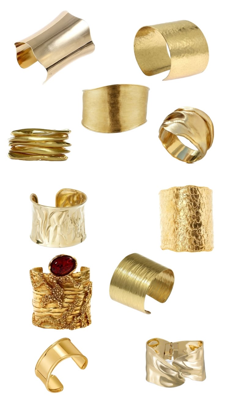 Gold Statement Cuff Bracelet Set
