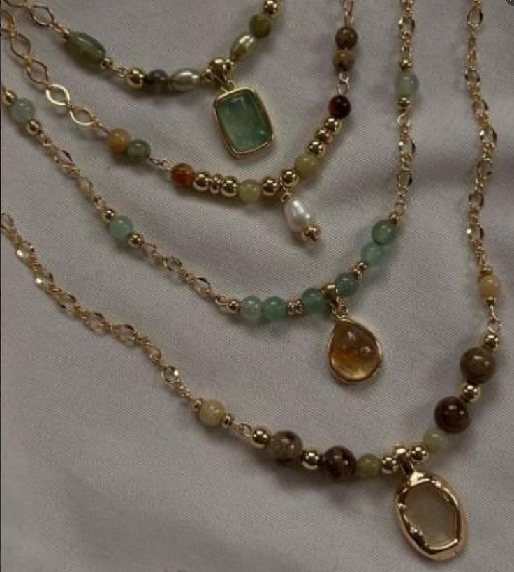 Layered Gemstone Bead Necklace Set