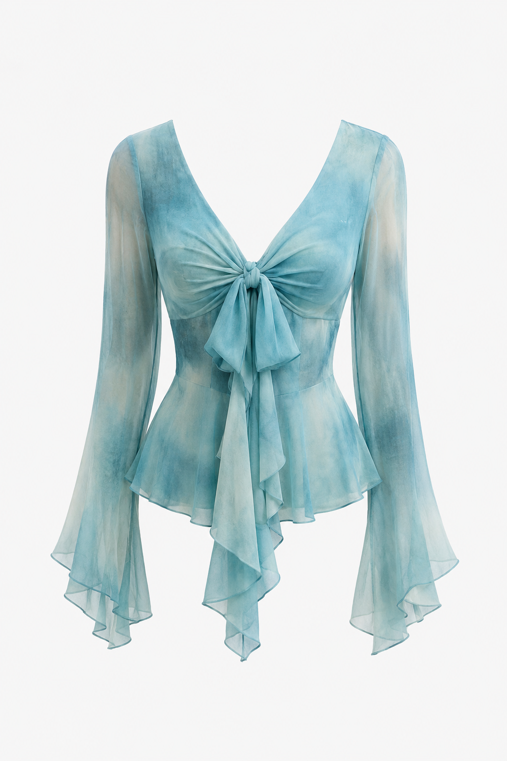 Ocean Mist Tie-Dye Wrap Blouse
