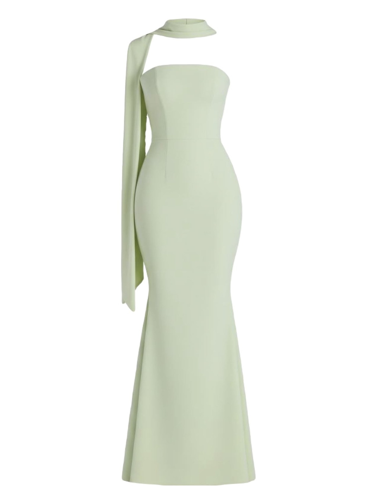 Sage One-Shoulder Sash Gown