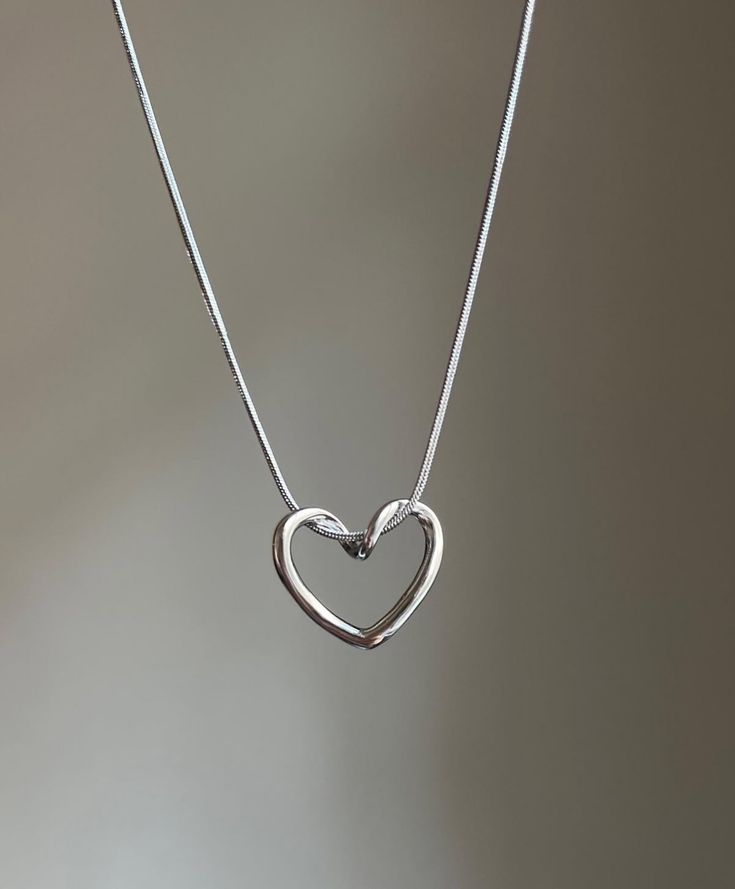 Sterling Silver Open Heart Necklace