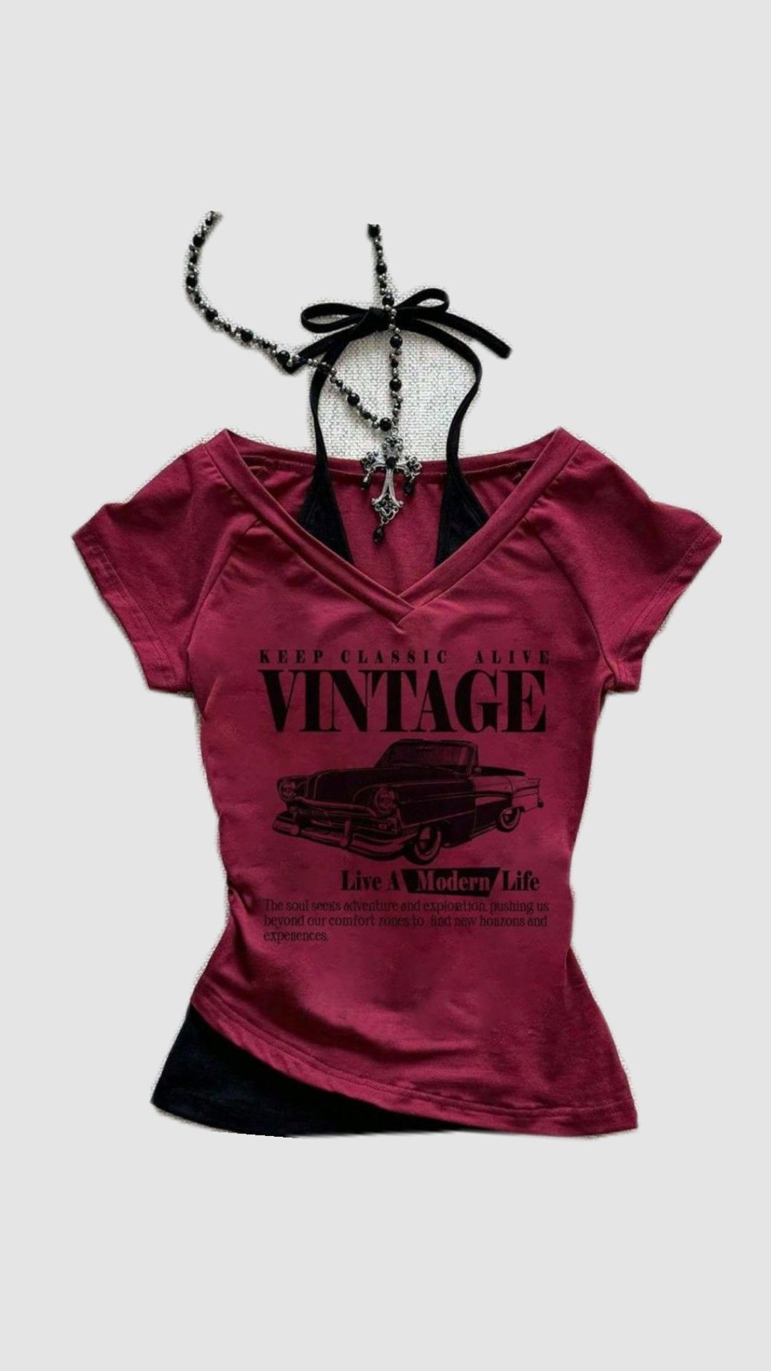 Vintage Car Graphic Layered Tee