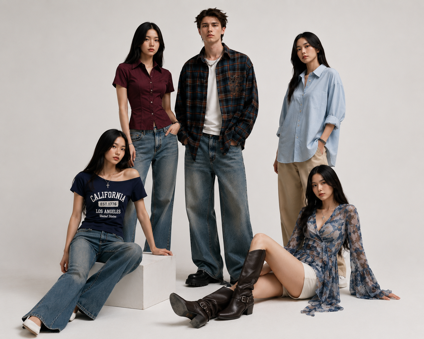 Two models wearing this season's RUNE layered outfits