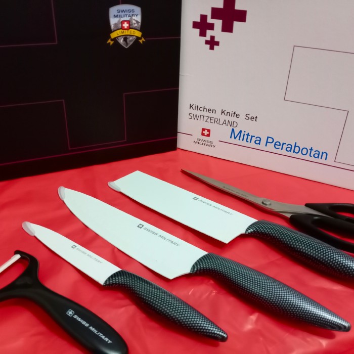 Jual Pisau Set Swiss Military Knife Set of 5 Putih (Kode 004) di