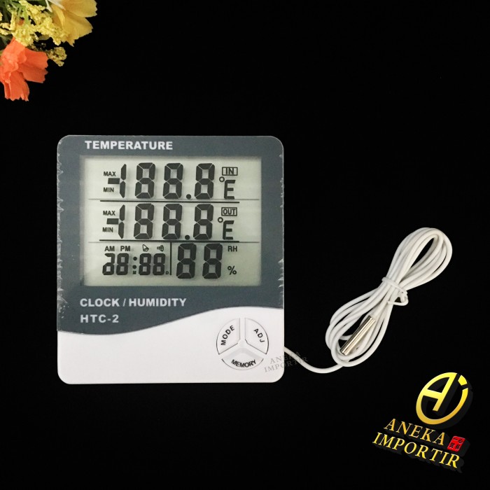 Jual Hygrometer Thermometer Clock HTC2 Termometer Suhu Ruangan Jam