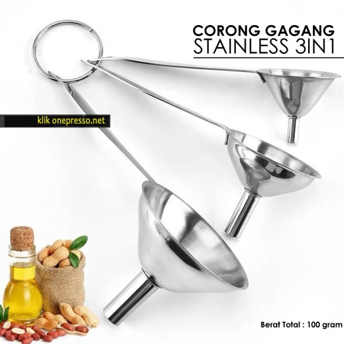 Jual Corong Gagang Stainless Mini SET 3in1 (Kode 002)) - Multicolor di ...