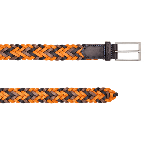 Leather Braided Belt - Orange