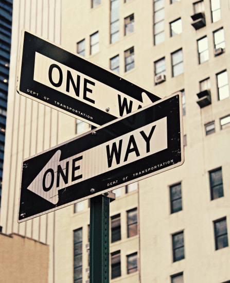 One way signs at a crossroads