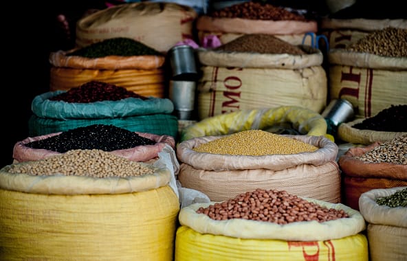 Coffee beans in bags