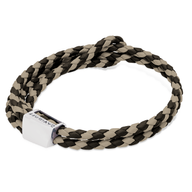 Home Run Bracelet - Stainless steel polished - Silver - Black / Beige