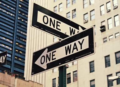 One way signs at a crossroads