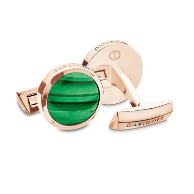 PRECIOUS STONES Cufflinks - Malachite - Rose Gold