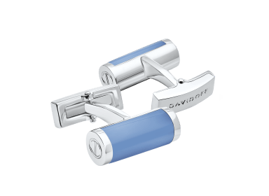 ESSENTIALS Cufflinks  - Barrel - Rhodium / Blue