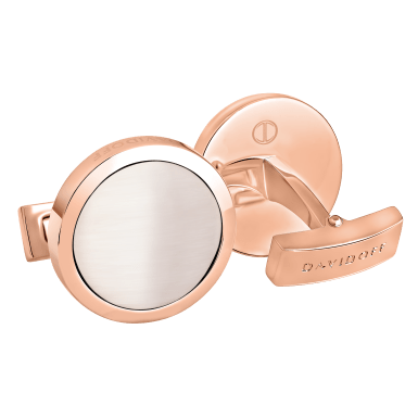 ESSENTIALS Cufflinks Round - Rose Gold / White