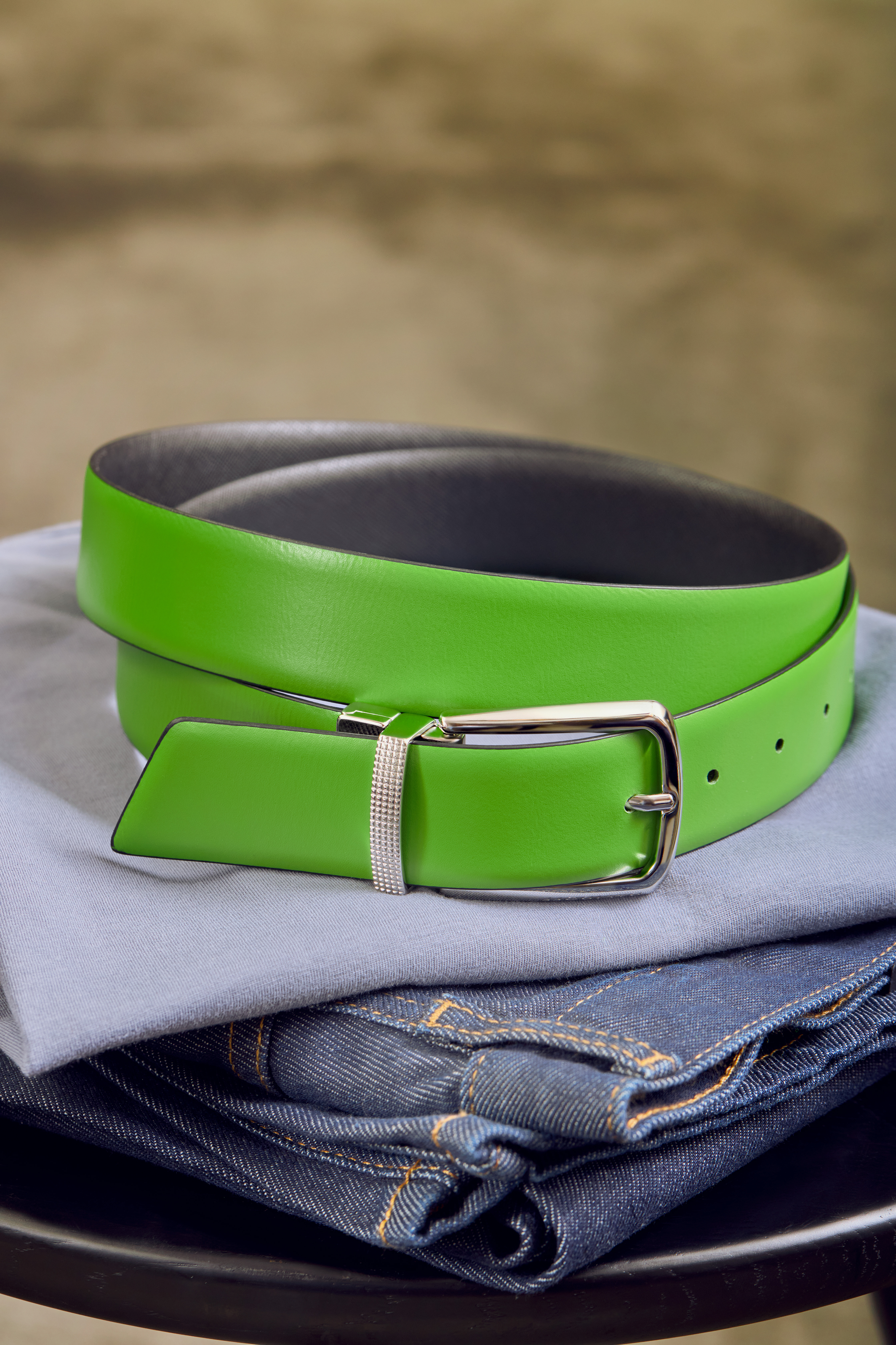 Womens Dark Green Belt for Jeans Real Leather Ladies Thick