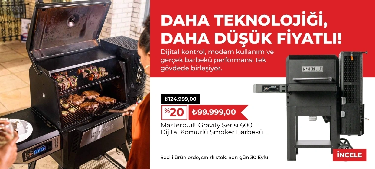 Masterbuilt Gravity Serisi 600 dijital kömürlü smoker barbekü kampanyası