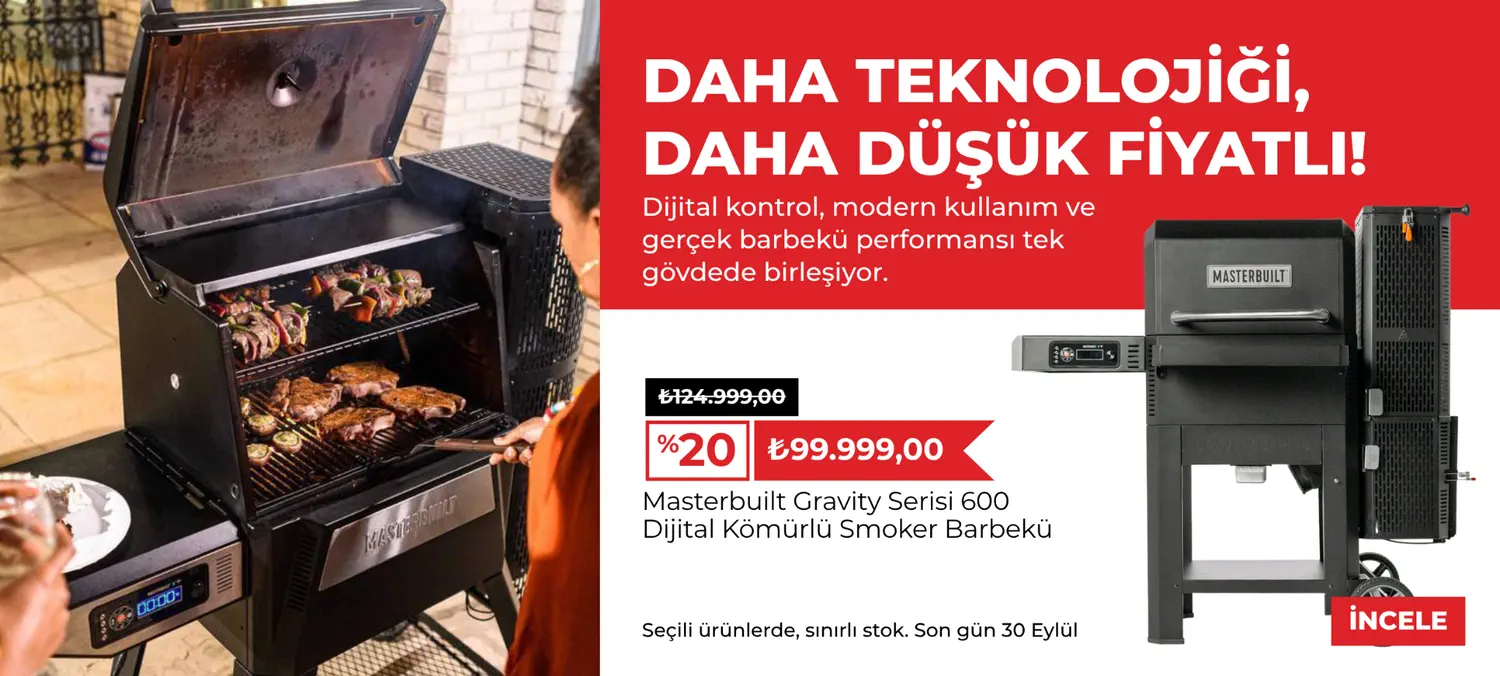 Masterbuilt Gravity Serisi 600 dijital kömürlü smoker barbekü kampanyası