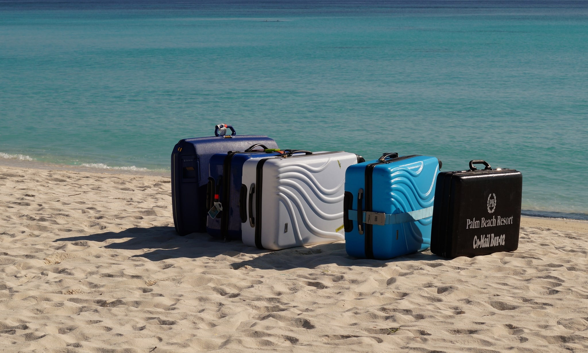 bags luggage on the beach