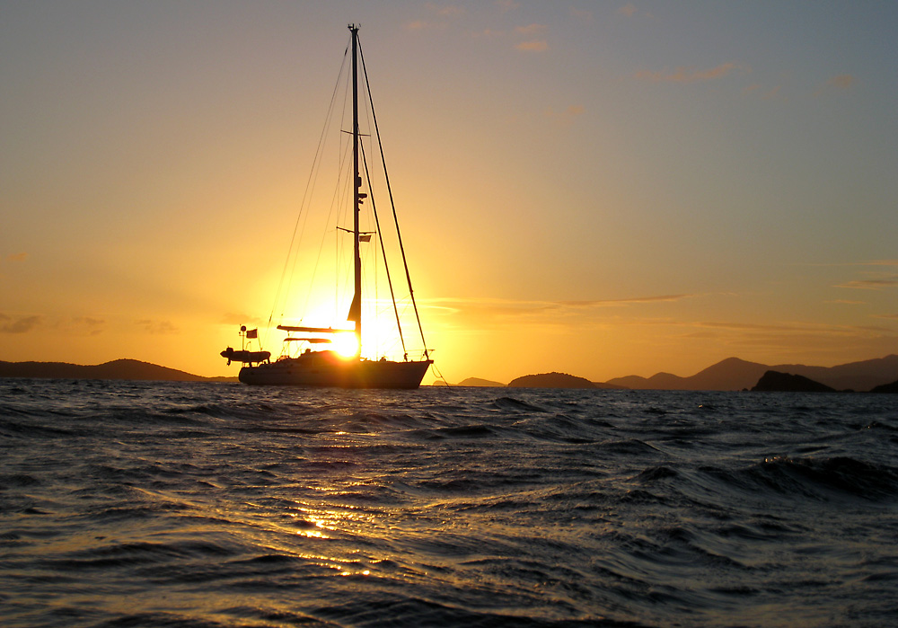 Sunset at Peter Island British Virgin Islands sailing Zizoo
