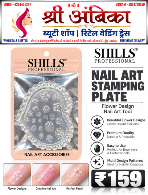 Buy Shills Professional Nail Art Stamping Plate Flower Design by Shills Professional - Nail Art & Nail Care - Rs.159 at Shree Ambika Beauty Shop Dahisar Mumbai | 100% Original