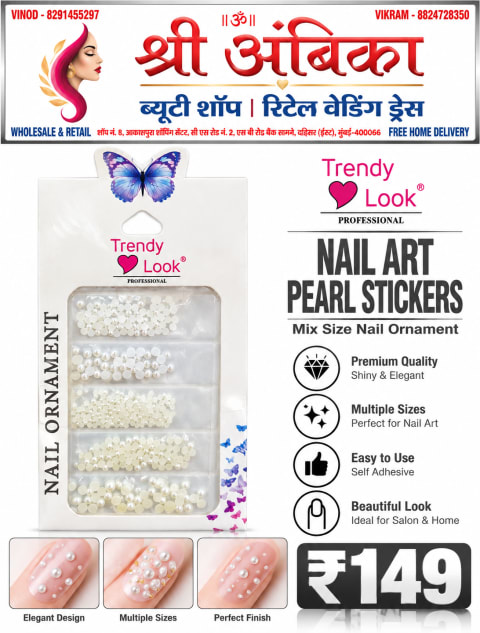 Buy Trendy Look Professional Nail Art Pearl Stickers (Mix Size) by Trendy Look - Nail Art & Nail Care - Rs.149 at Shree Ambika Beauty Shop Dahisar Mumbai | 100% Original