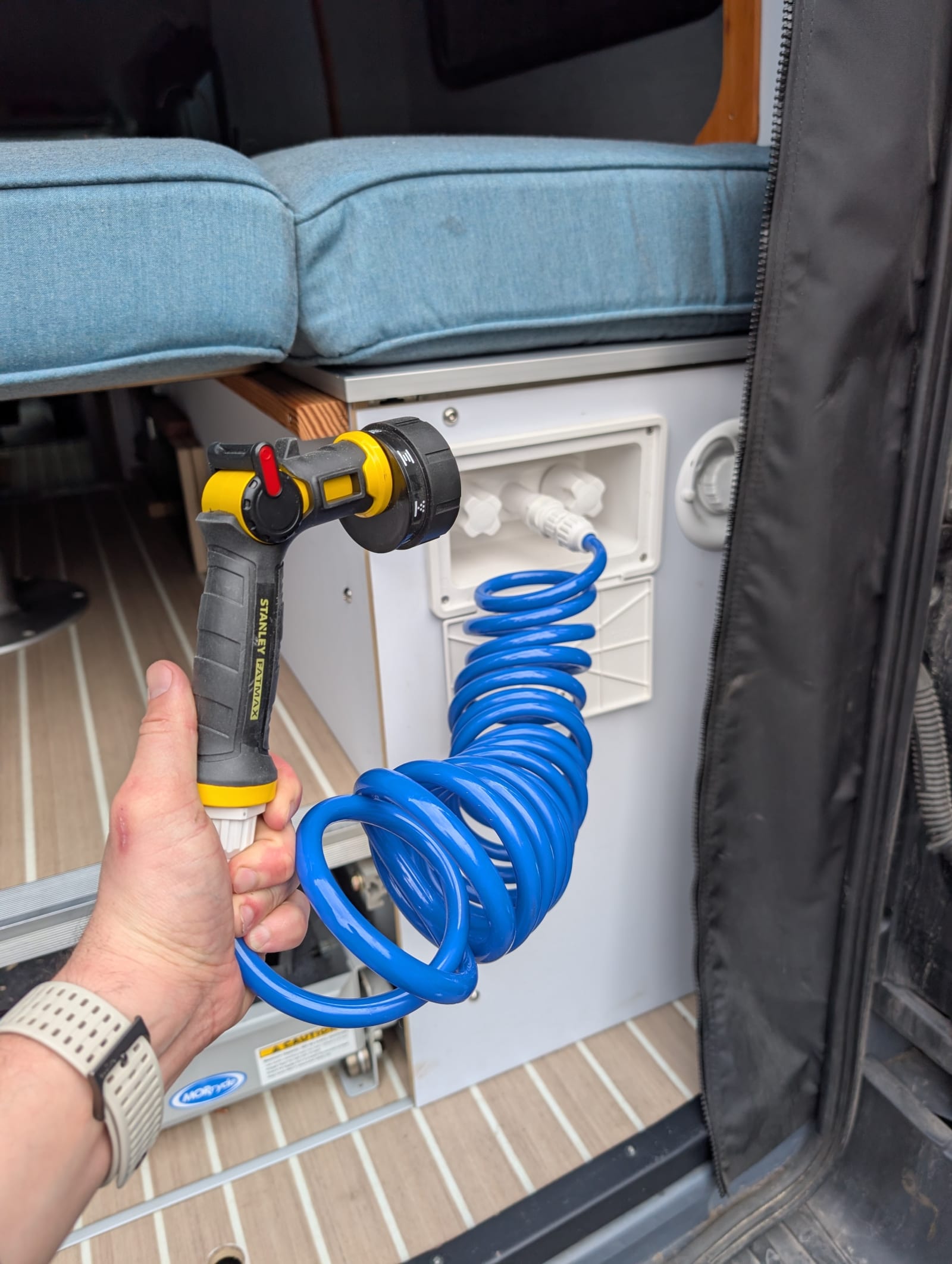 The van's outdoor shower