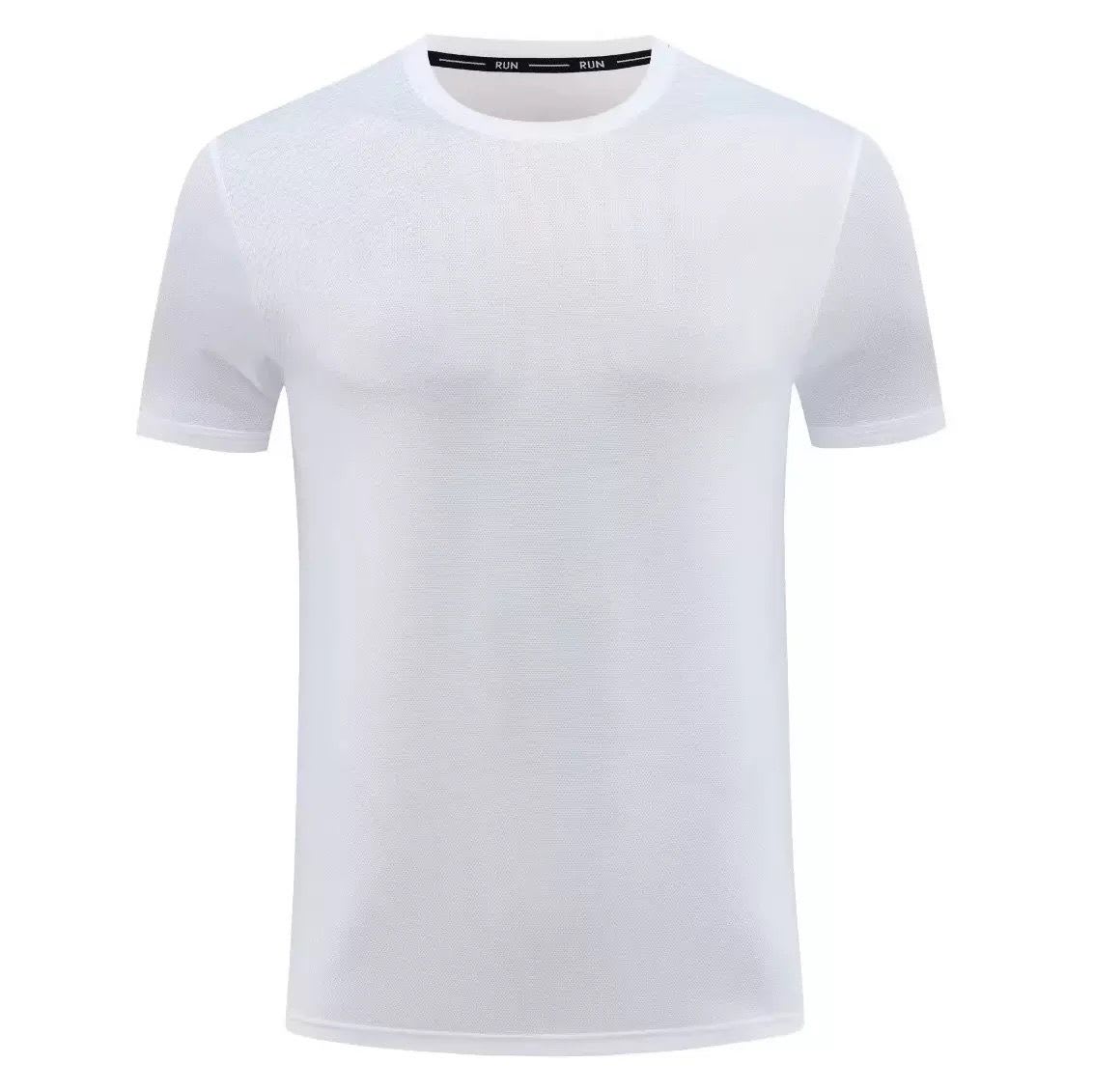 Plain white short-sleeved crew-neck T-shirt design