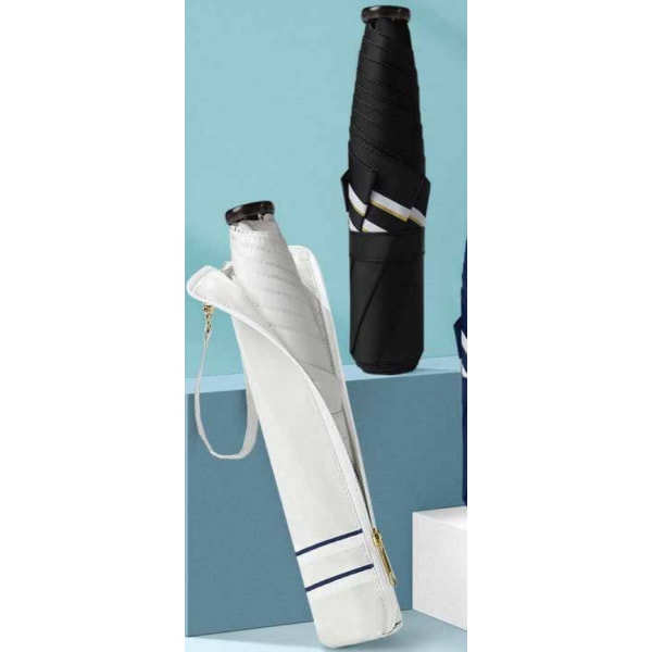 white folded umbrella in sleeve