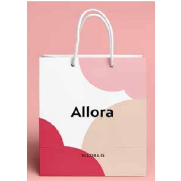 white and pink paper gift bag