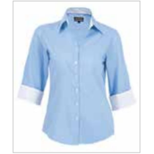 light blue ladies shirt with white cuffs