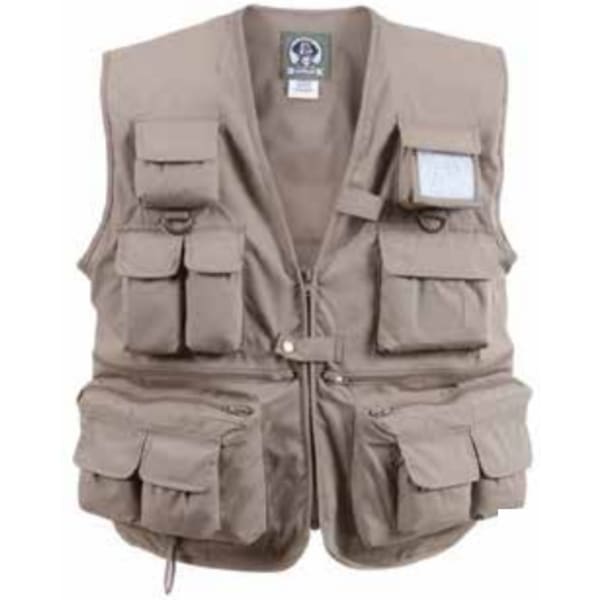 khaki multi-pocket utility vest