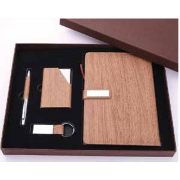 woodgrain notebook and accessories gift set