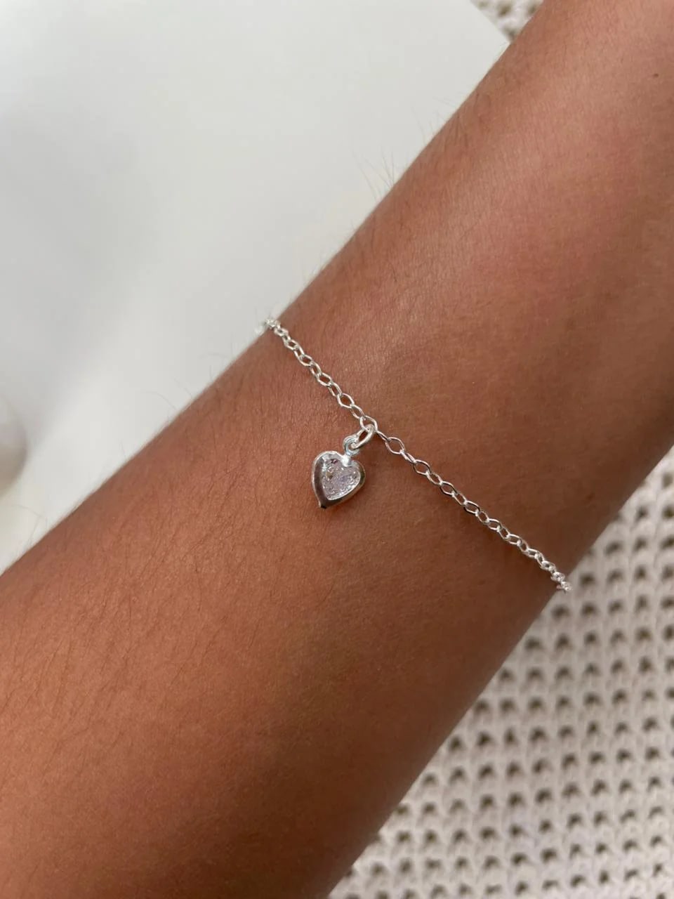 Pulseira coração cristal
