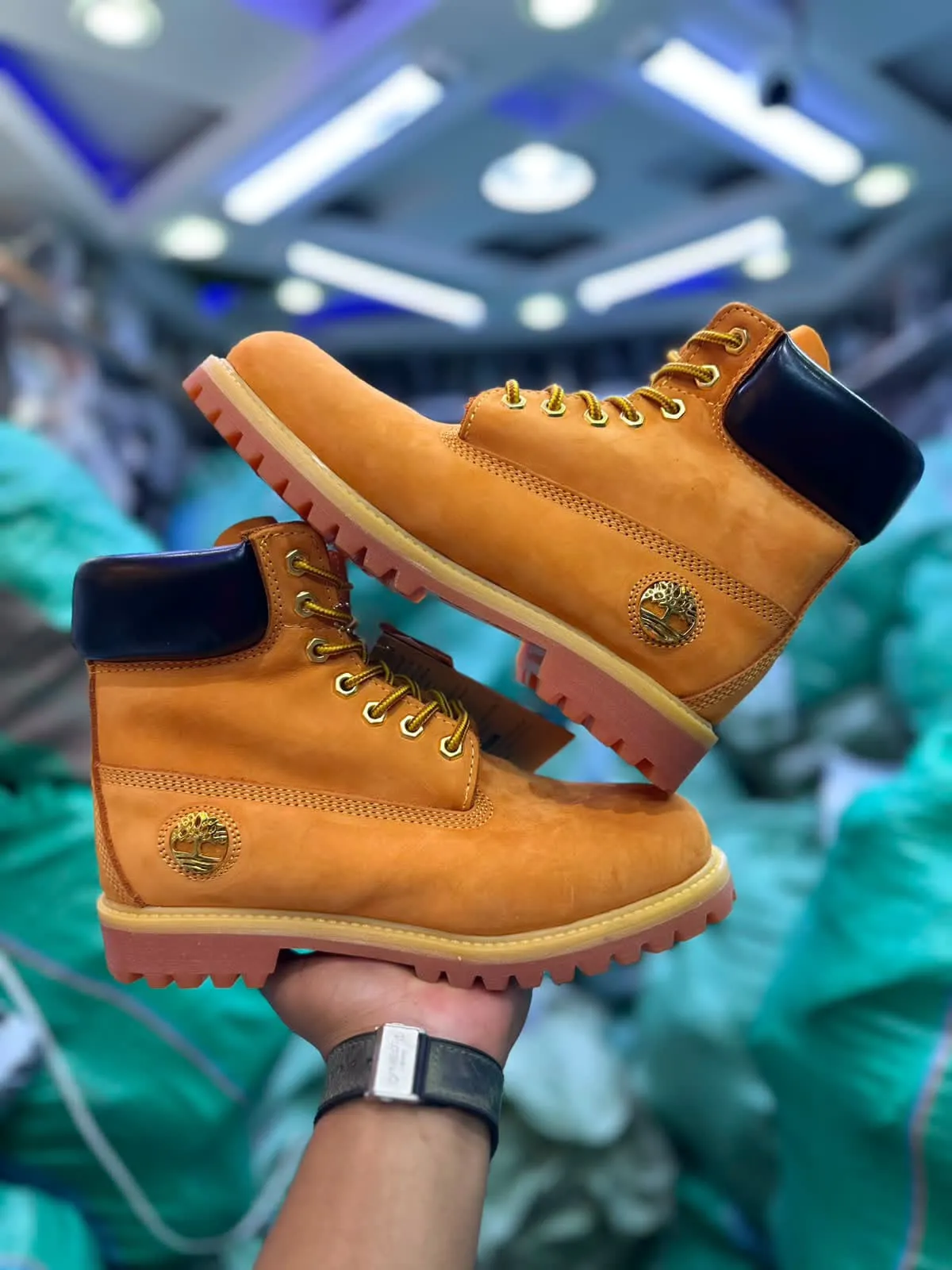 Two-tone timberland boots
