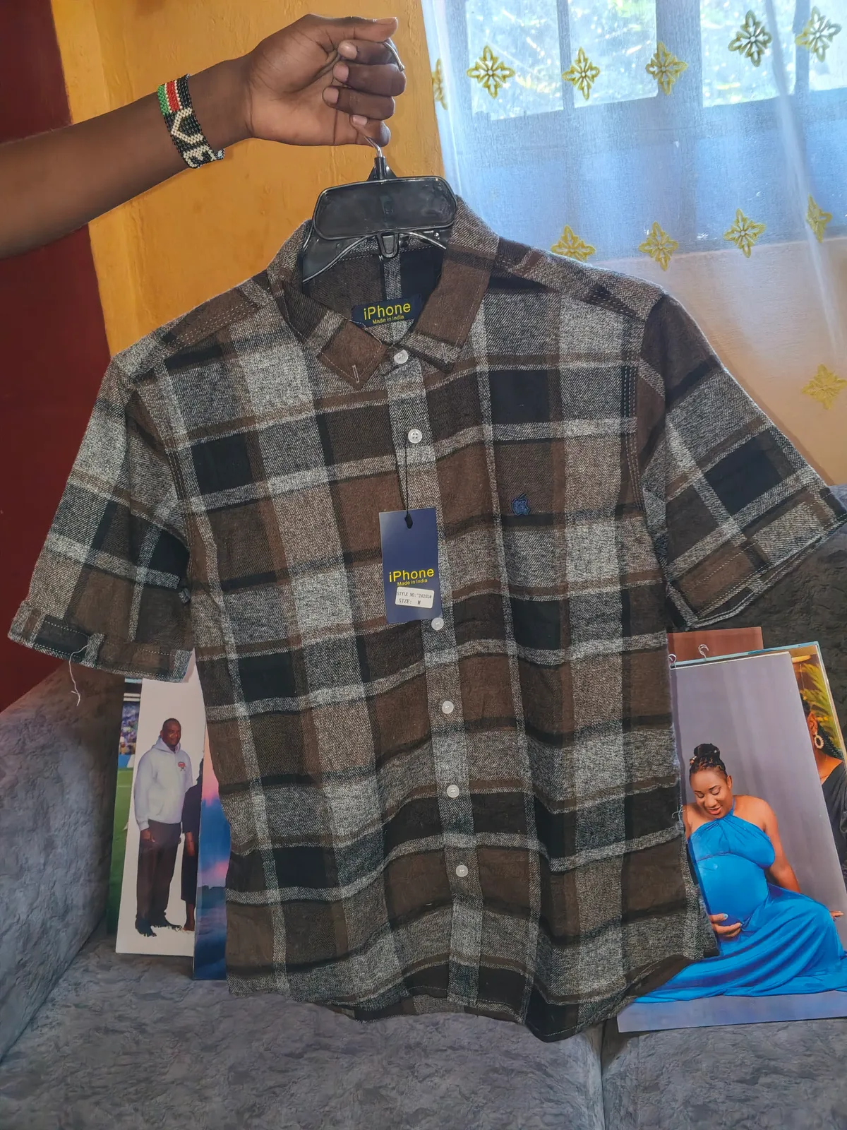 Men's plaid short sleeve vintage shirt