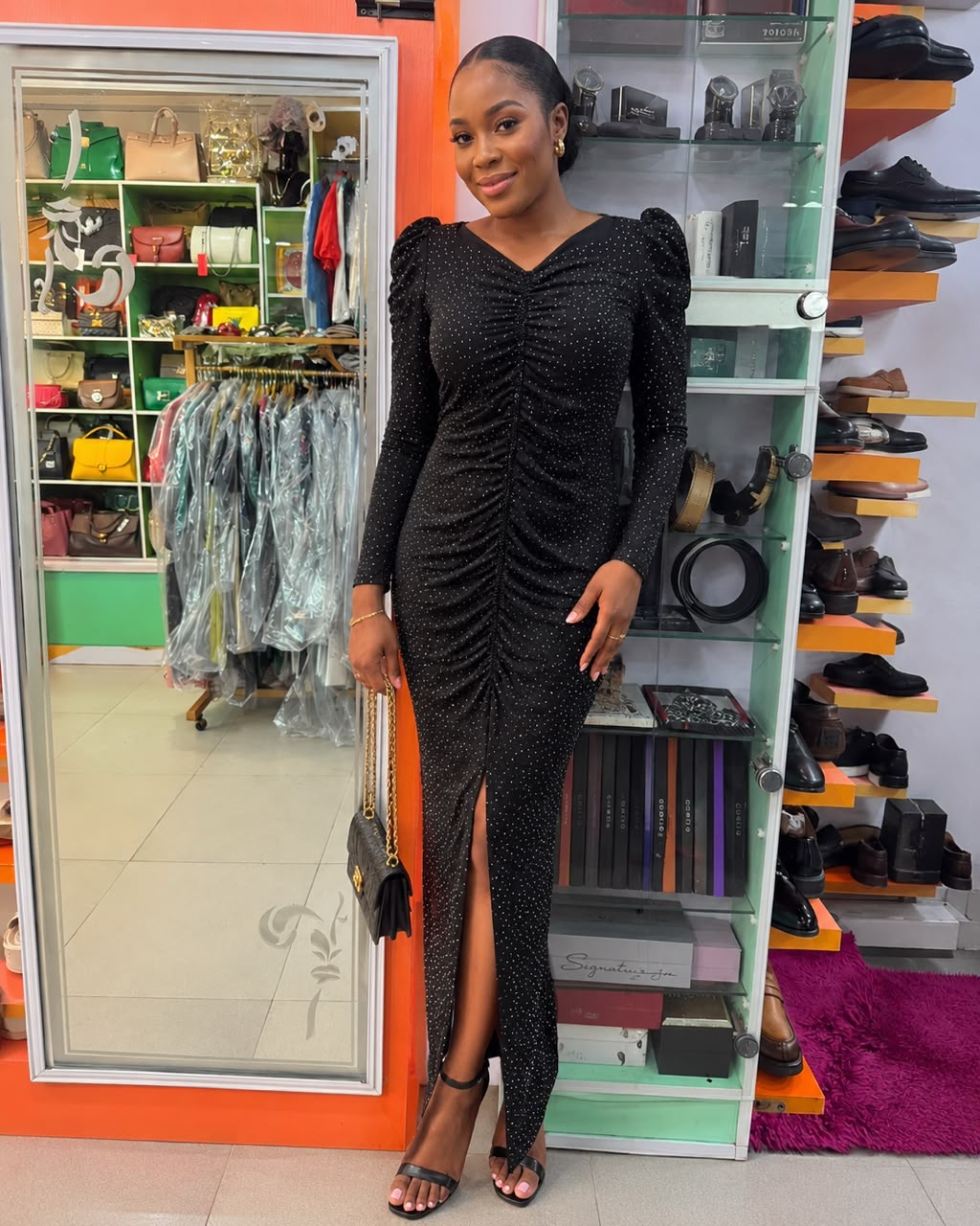 MISS LUZZIA Runched Black Dress