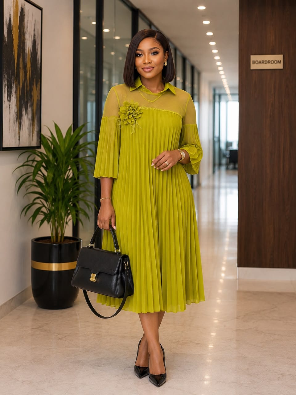 GRADE's Lime Green Midi Dress