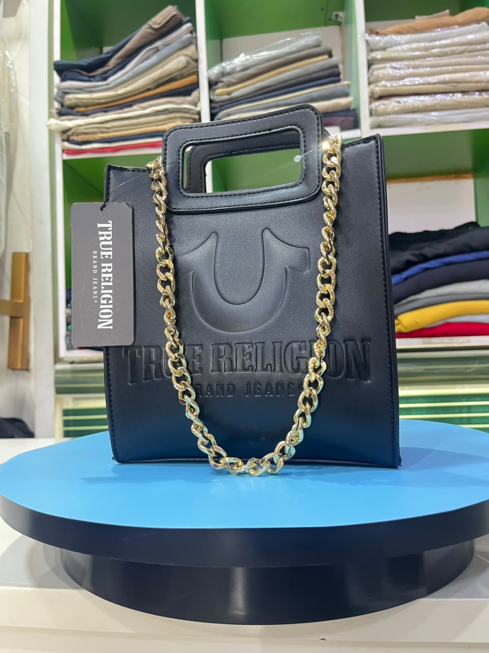 True Religion's  Black Leather Bag