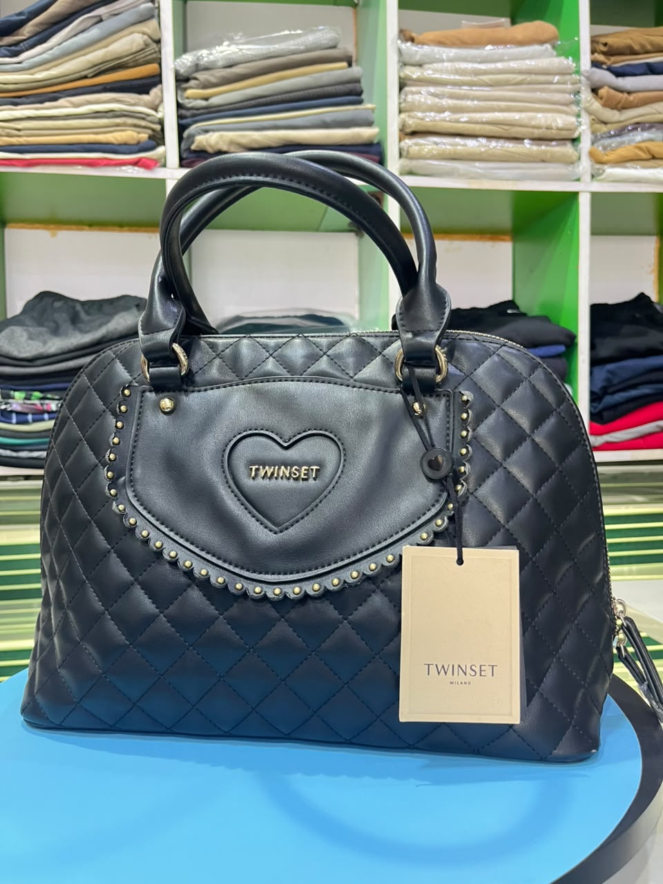 TWIN SET Chic Leather Black Bag.