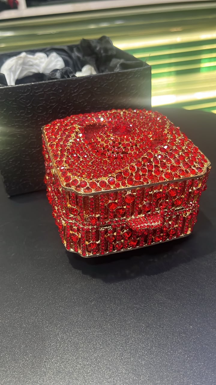 Women's Red Crystal Clutch Bag
