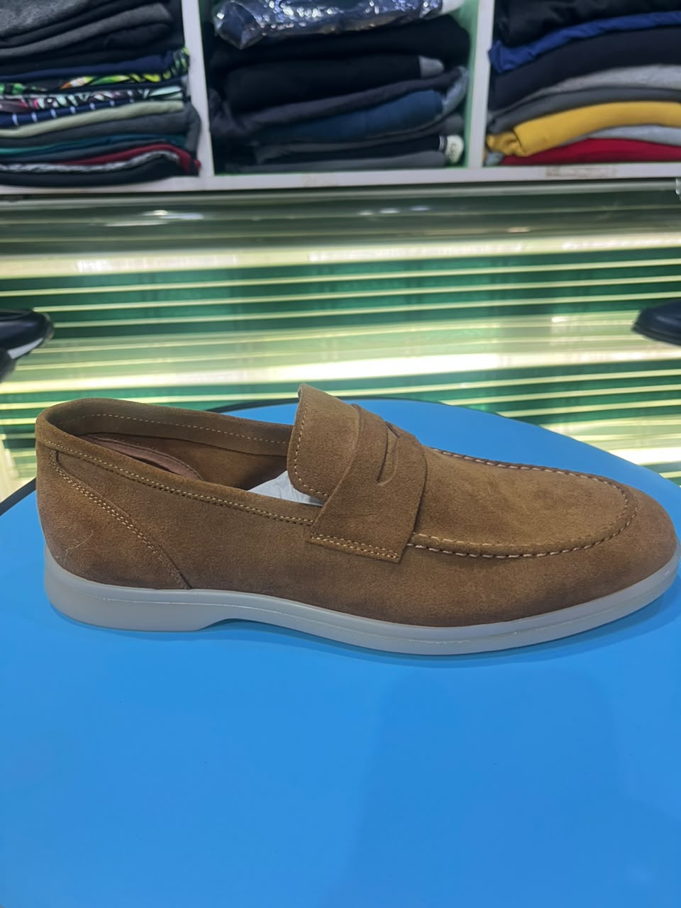 ARUNOMAGIC's Brown Tan Suede Penny Loafers view 2