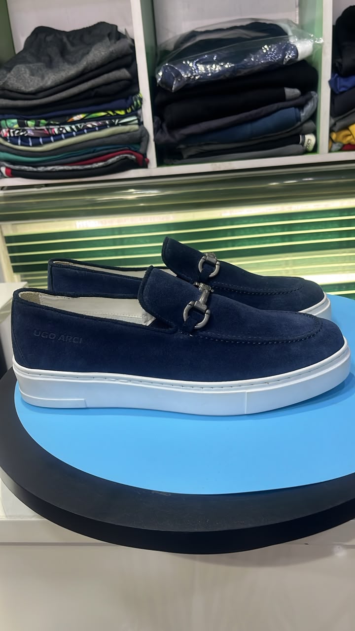 UGO ARCI's Navy Blue Suede Loafers