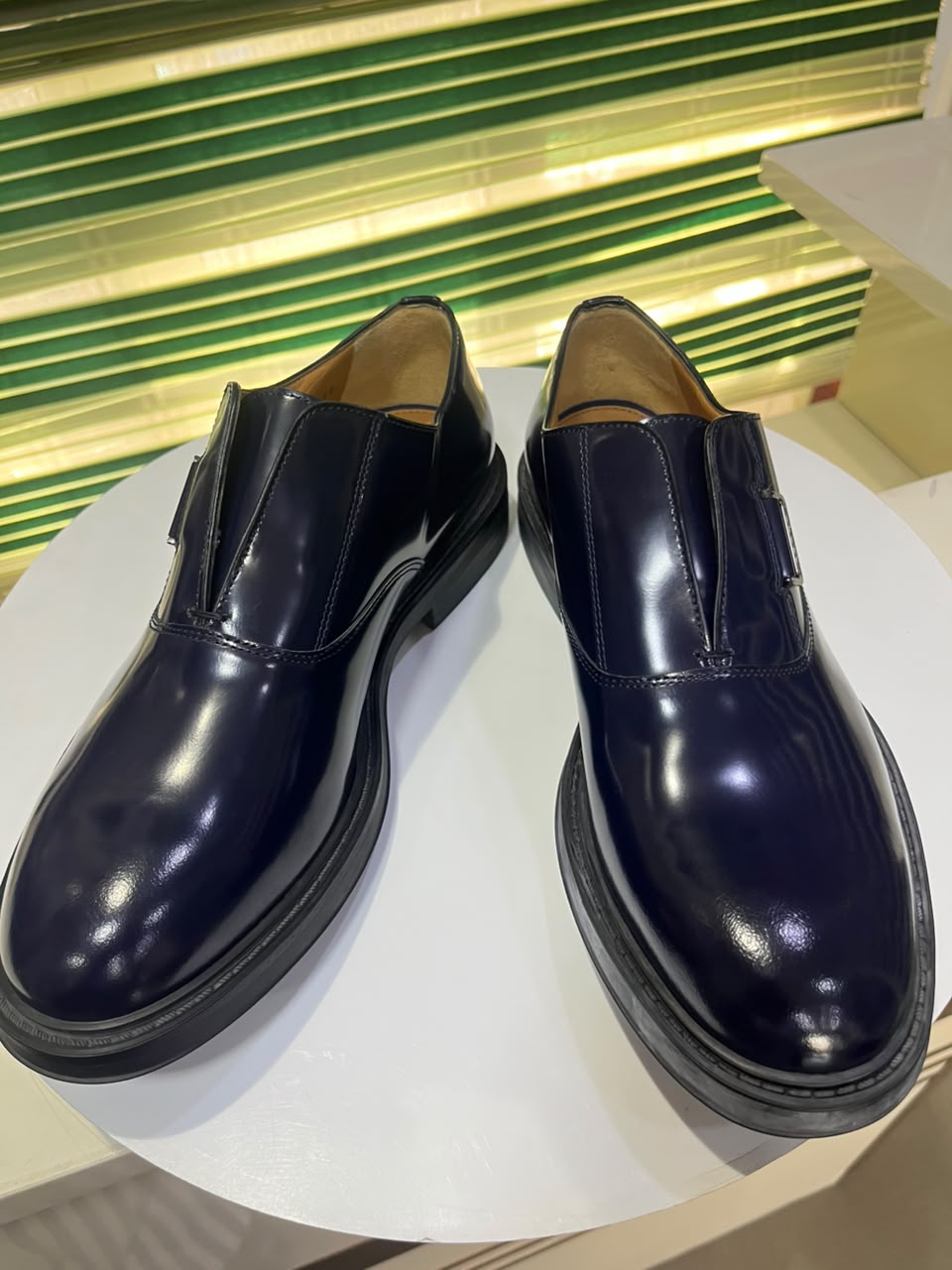 MORACHI's Navy Blue Polished Leather Shoes