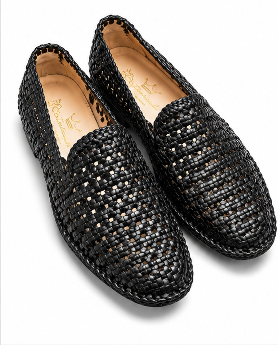 SATTE an MOLIO BRAND- GALIZIO TORRESI Black Pebbled Leather Loafers