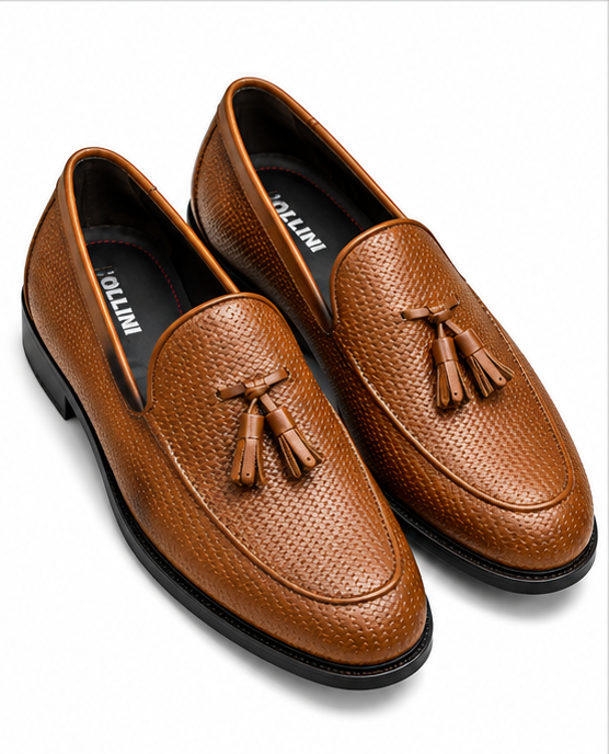 POLINI's Brown Woven Leather Loafers