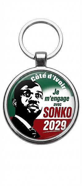 Porte clé métallique à l'effigie de Sonko