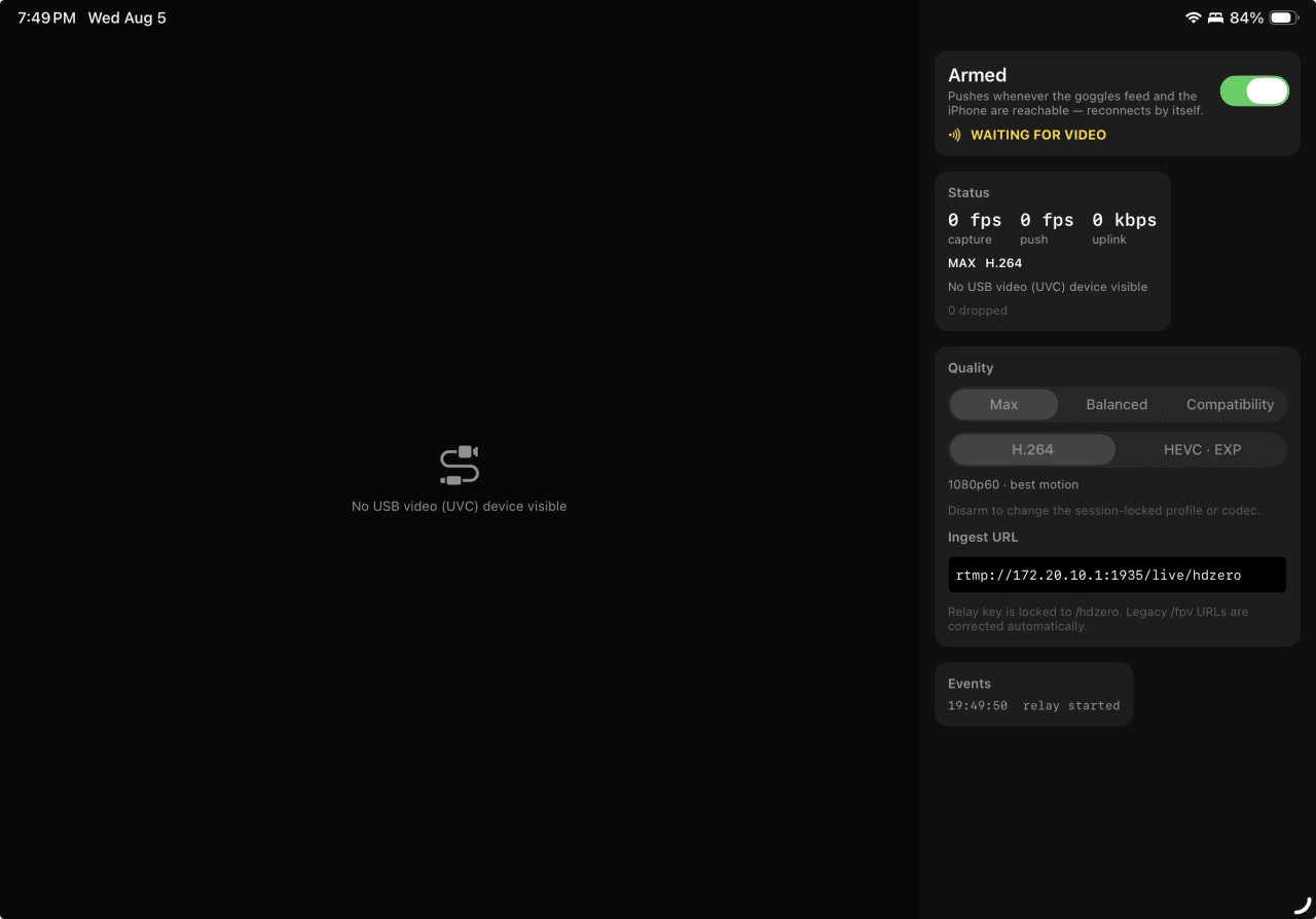 FPV Relay iPadOS app
