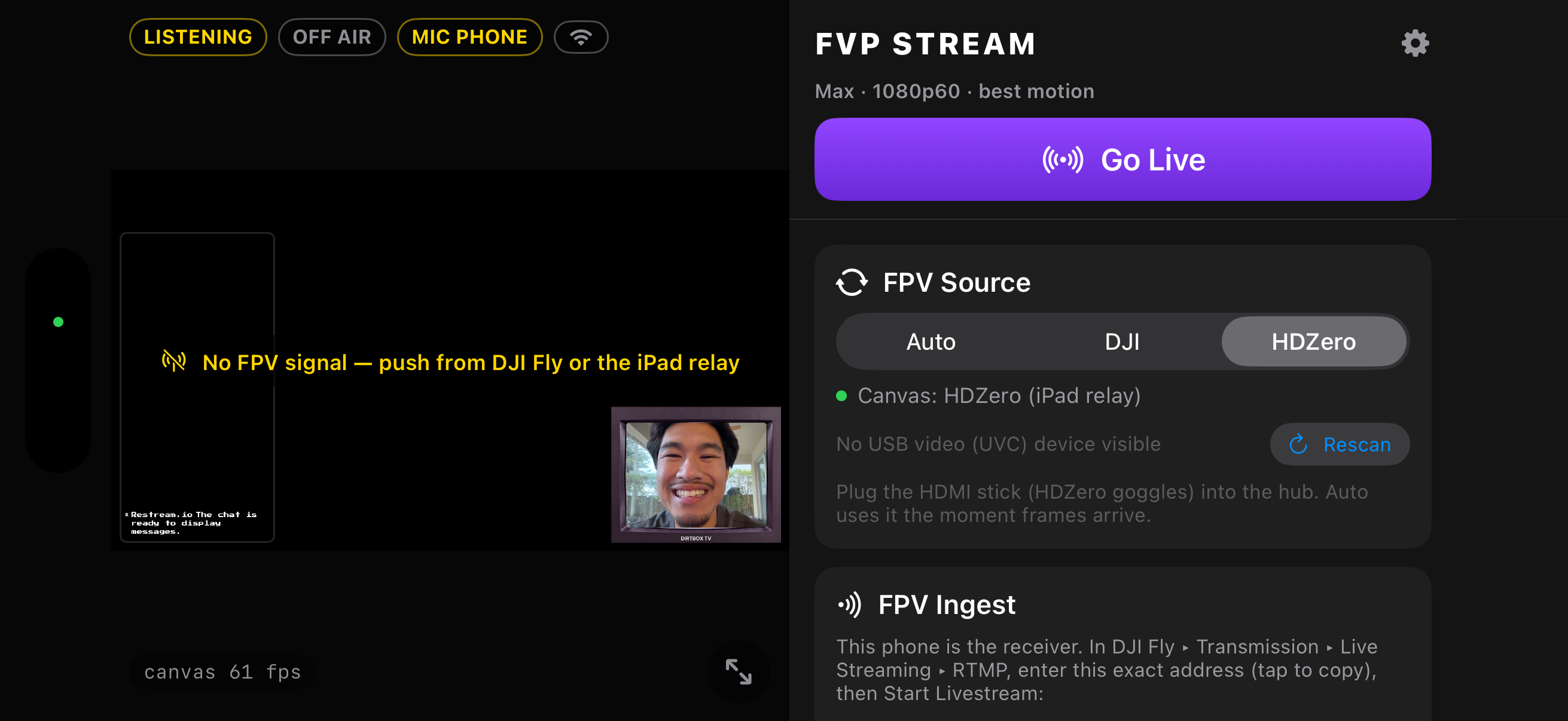 fpv stream screen